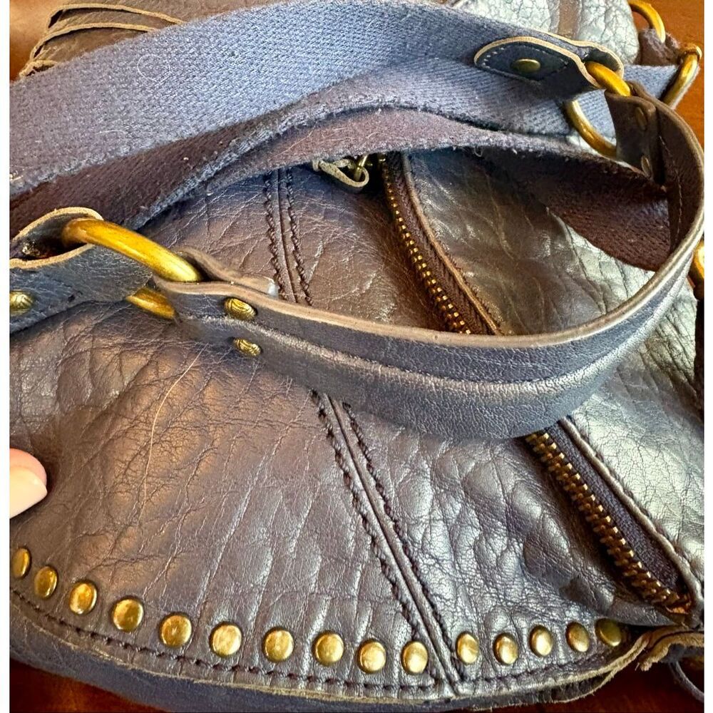 THE SAK - "Silverlake" Crossbody in Blue Pebbled Leather w/Studded Detailing - Picture 14 of 16